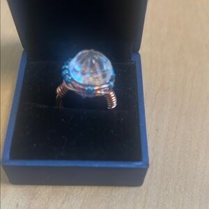 Elegant Copper and Blue Crystal Ring